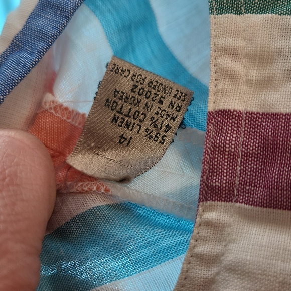 Liz Claiborne Rainbow Linen / Cotton Blend Top - Picture 4 of 4